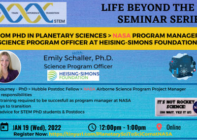 From PhD to Planetary Sciences to NASA Program Manager to Science Program Officer at Heising-Simons Foundation