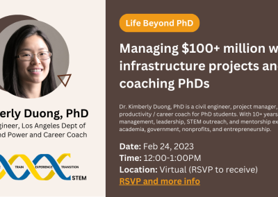 Managing $100+ million water infrastructure projects and coaching PhDs