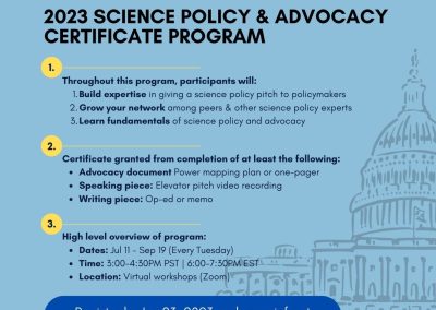 Science Policy and Advocacy Certificate Program (2023)